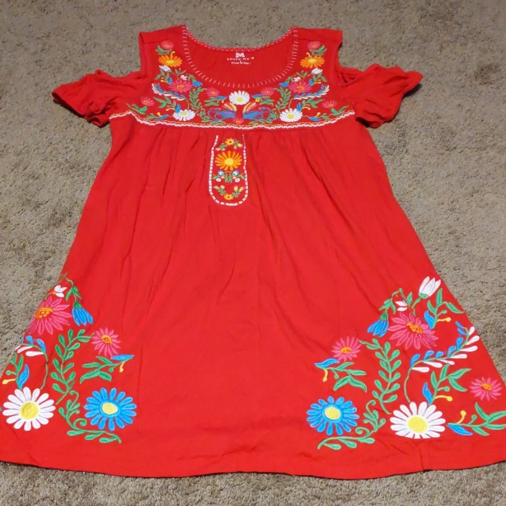 Embroidered Red Dress